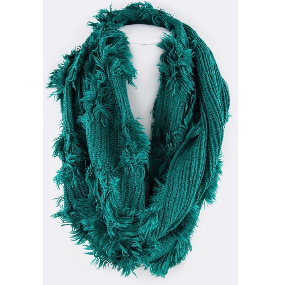 Teal frayed Infinity scarf